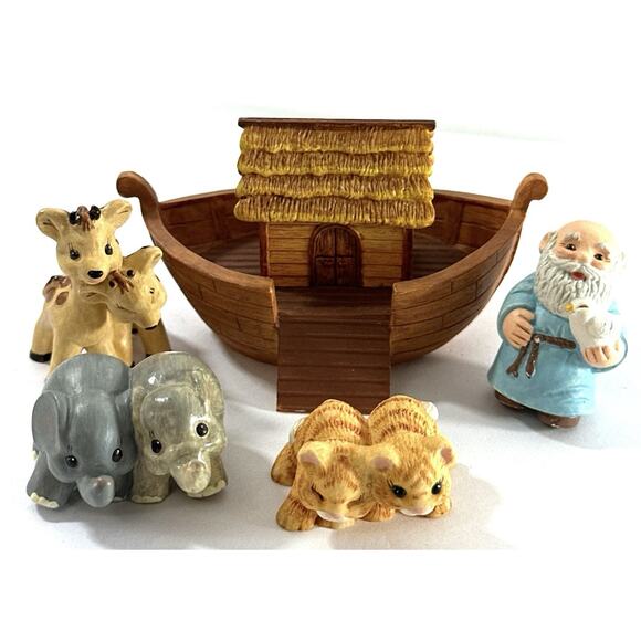 Hallmark Merry Miniatures Noah and Friends 1996 Story Time 5-Piece Set w/ Box - Picture 2 of 9